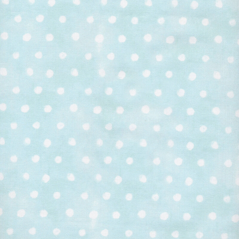 Light blue pastel fabric with small white polka dots