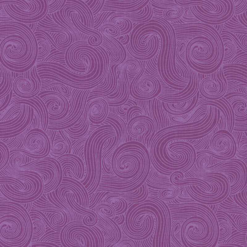 Tonal purple fabric featuring swirls and scrolls