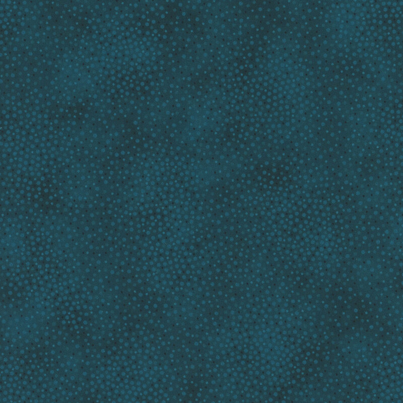 Blue tonal fabric with meandering dots and spots all over a mottled background