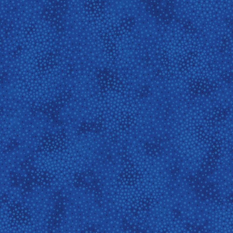 Medium blue tonal fabric with meandering dots and spots all over a mottled background