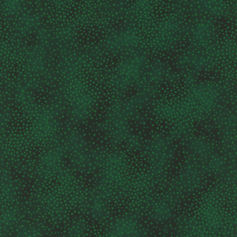 Green tonal fabric with meandering dots and spots all over a mottled background