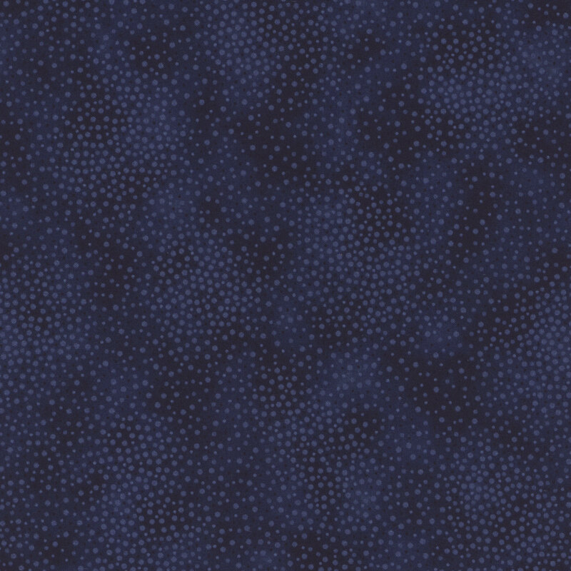 Navy blue tonal fabric with meandering dots and spots all over a mottled background