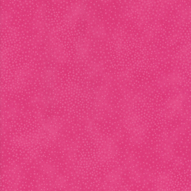 Tonal neon pink fabric with meandering dots and spots all over a mottled background