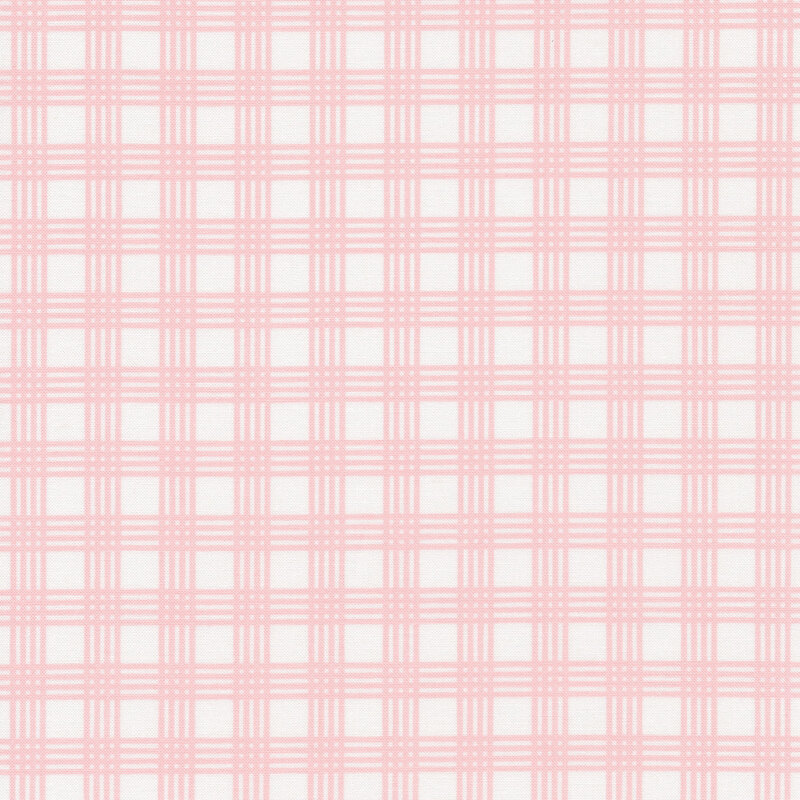White fabric light pink plaid stripes