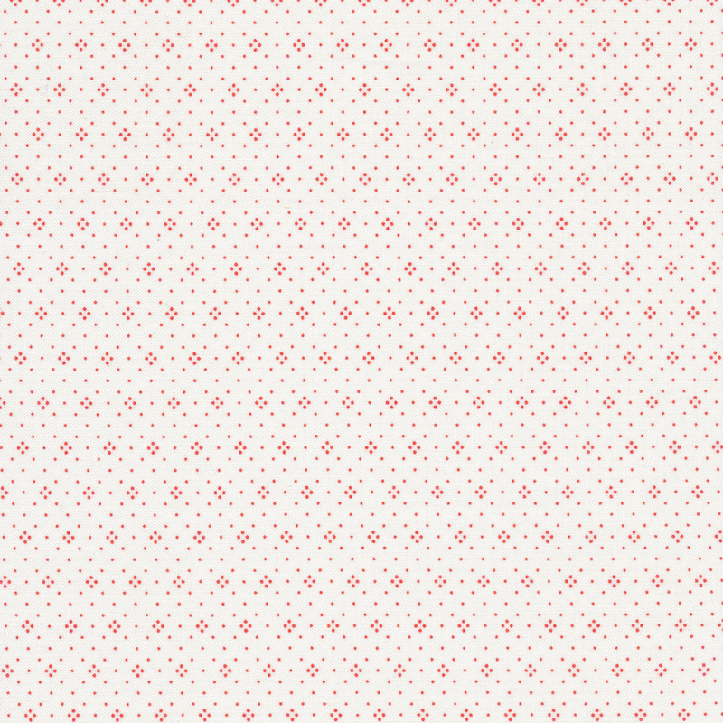 White fabric with small red dots all over