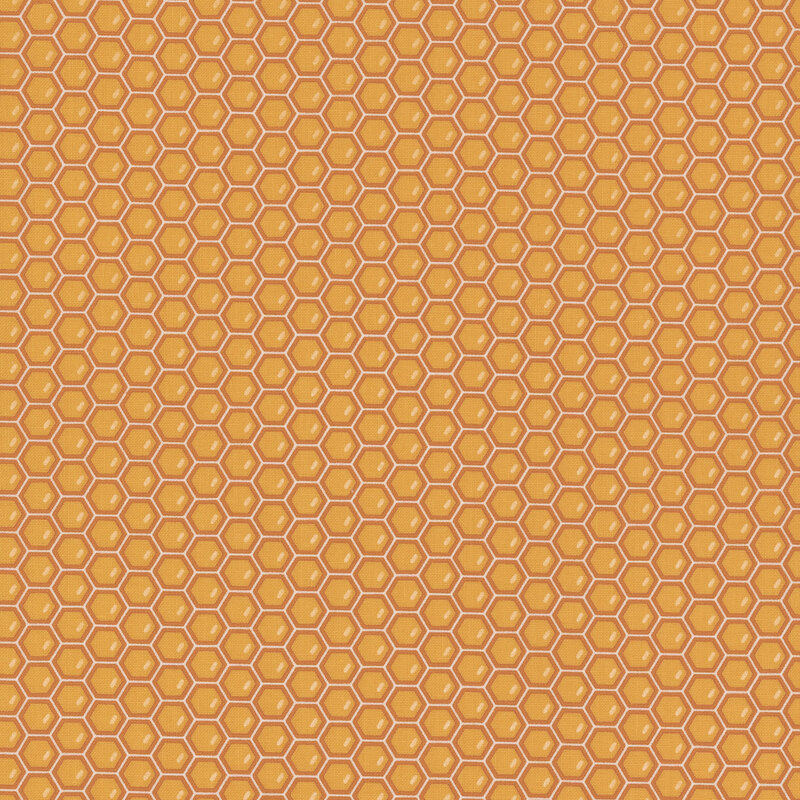 Warm yellow fabric with a honeycomb design