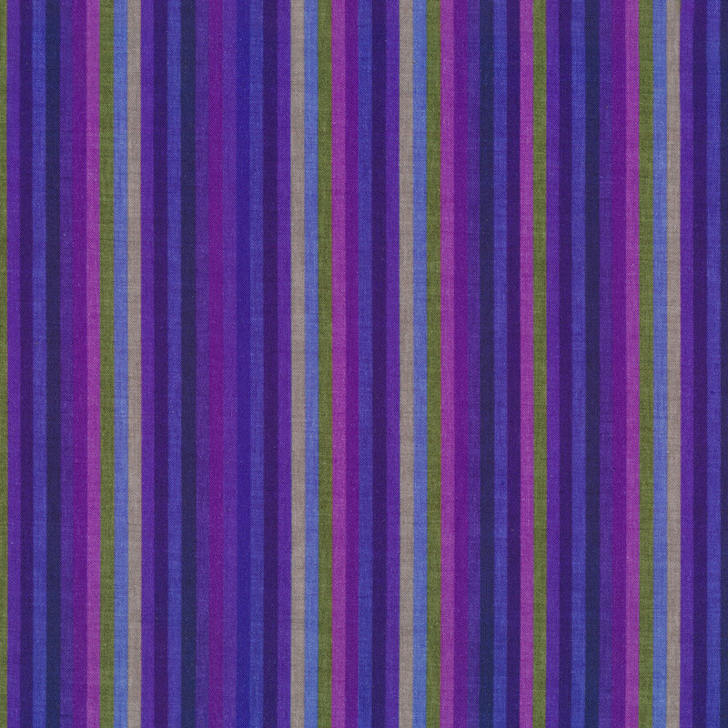 Vertical narrow stripes in shades of blue, purple, and green