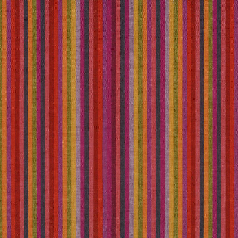 Vertical narrow stripes in shades of blue, purple, red, orange, and green
