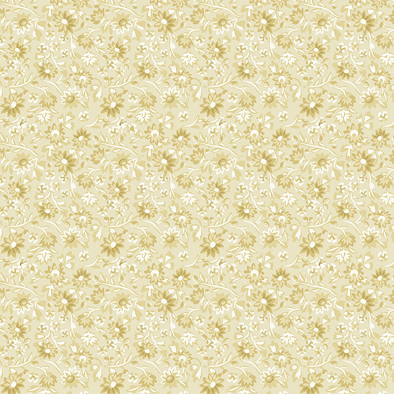 Tonal cream fabric with small light tan flowers and vines all over