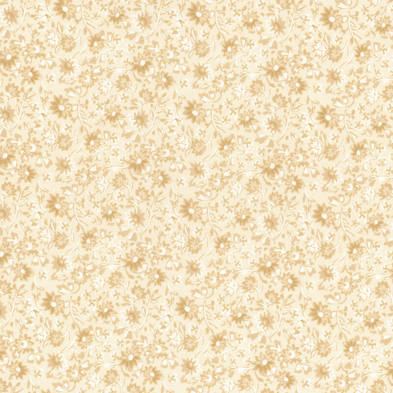 Tonal cream fabric with small light tan flowers and vines all over