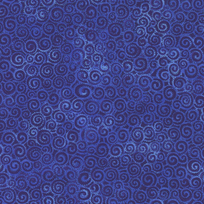 blue tonal fabric with small swirls packed together