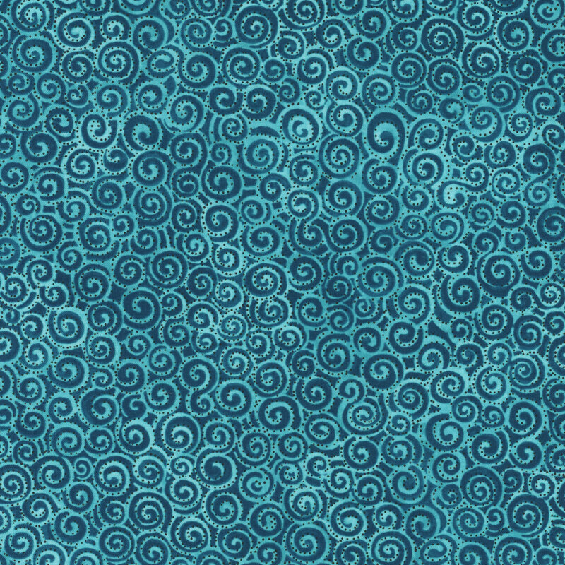 aqua tonal fabric with small swirls packed together