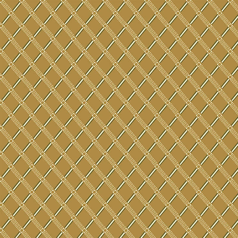 fabric featuring medium tan and cream lattice print with delicate cream woven details
