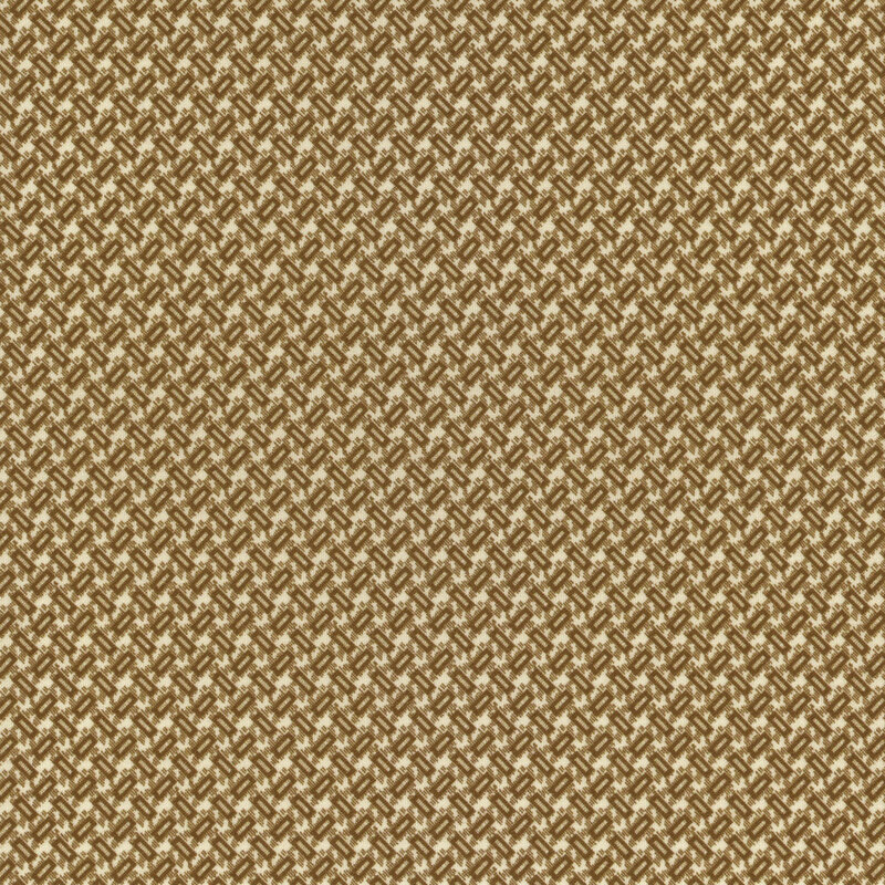 fabric featuring a woven pattern of green rectangles with a cream background.