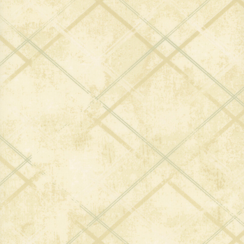 Distressed cream fabric with crossed lines that give a tonal argyle impression