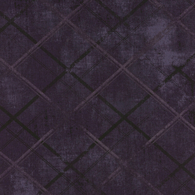 Distressed purple fabric with crossed lines that give a tonal argyle impression