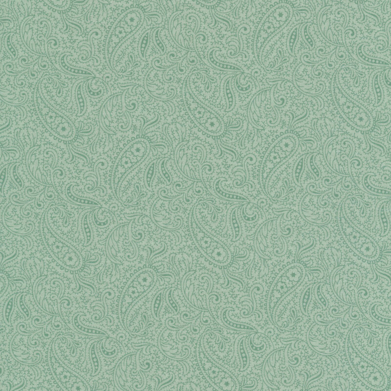 Scan of light blue tonal fabric with a light paisley pattern