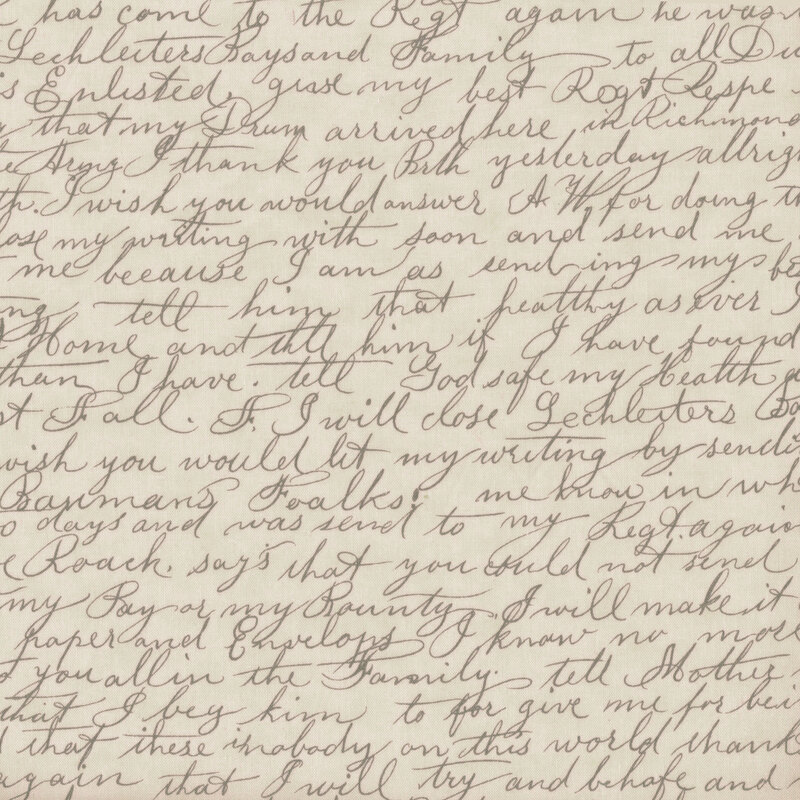 Scan of cream fabric with scrawled handwritten script arranged in horizontal rows