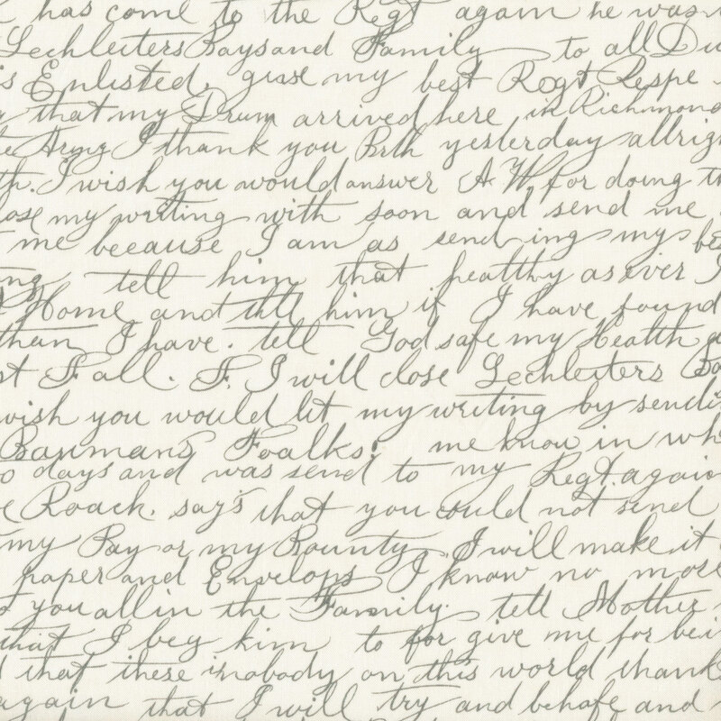 Scan of cream fabric with scrawled handwritten script arranged in horizontal rows