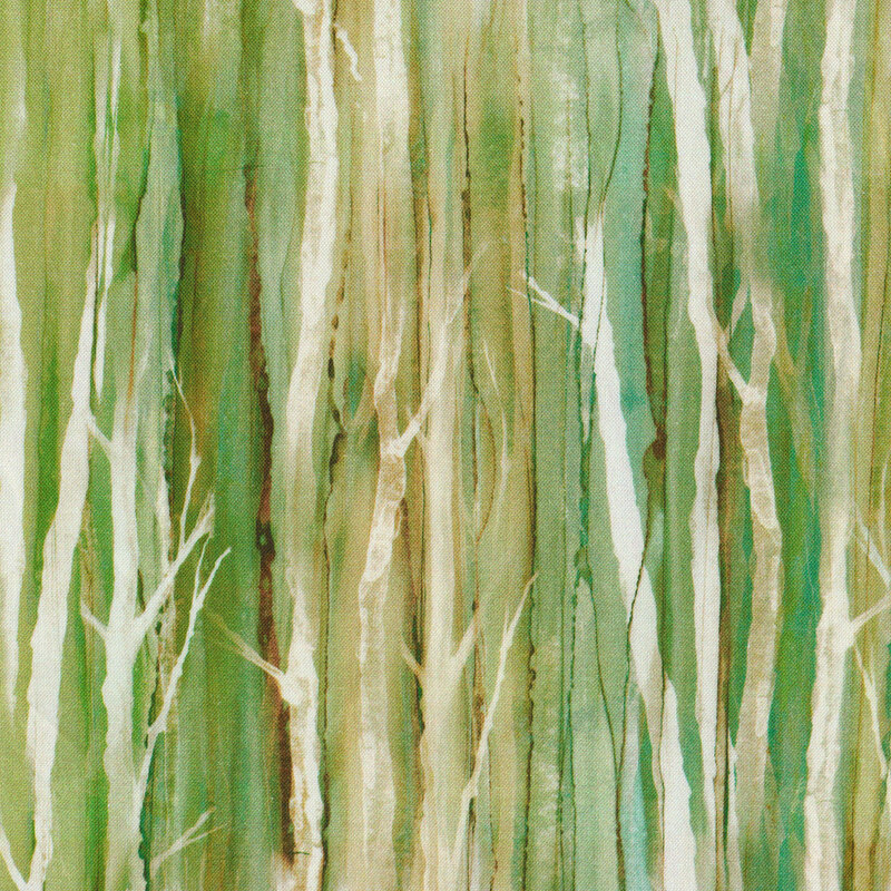This fabric features green, light green and white vertical grass print.