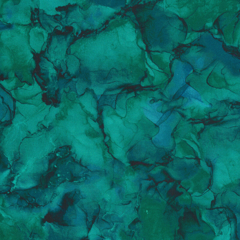 This fabric features a tonal aqua blue and green watercolor print.