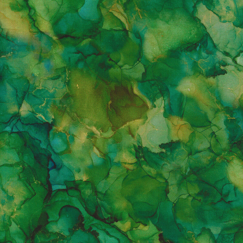 This fabric features a tonal green and yellow green watercolor print.