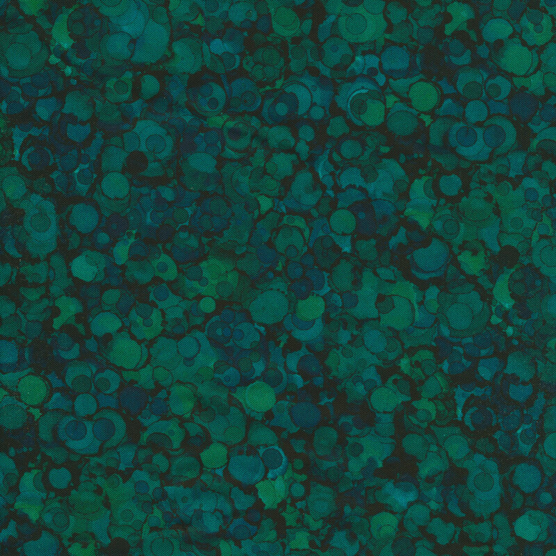 This fabric features dark green and dark blue droplet watercolor print.