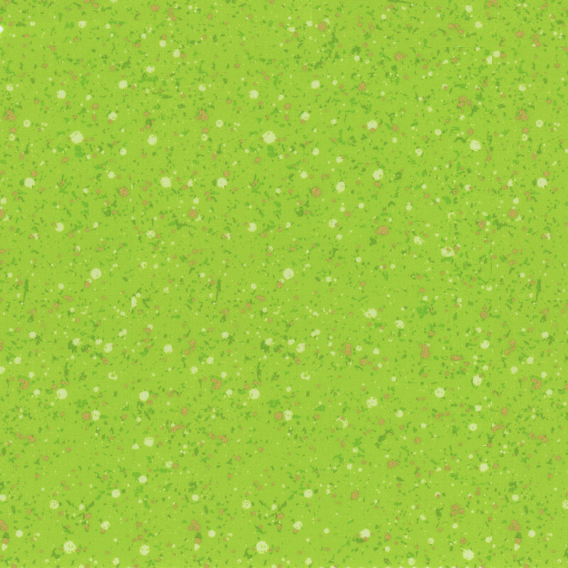 This fabric features a green and gold metallic splatter on a lime green background.