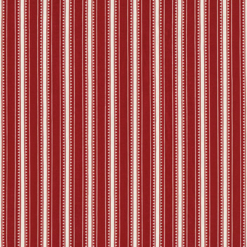 This fabric features cream stripes on a dark red background.