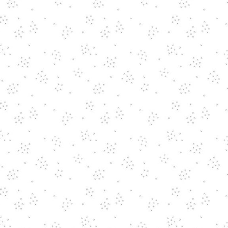 Digital image of white tonal fabric featuring tiny, tossed X shapes