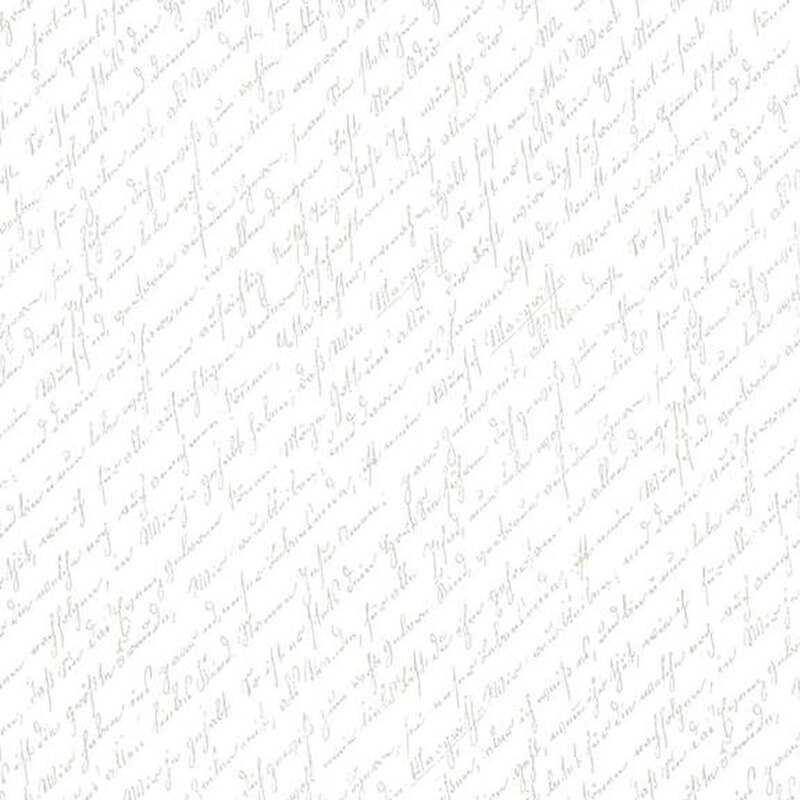 Digital image of white tonal fabric featuring cursive script across its span