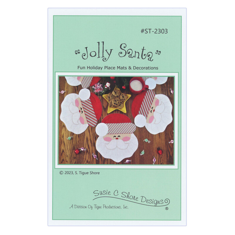 Front of the Jolly Santa pattern booklet, featuring the finished product