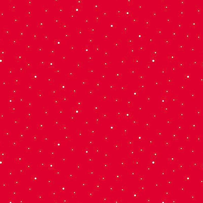 Digital image of bright red fabric featuring small, white dots