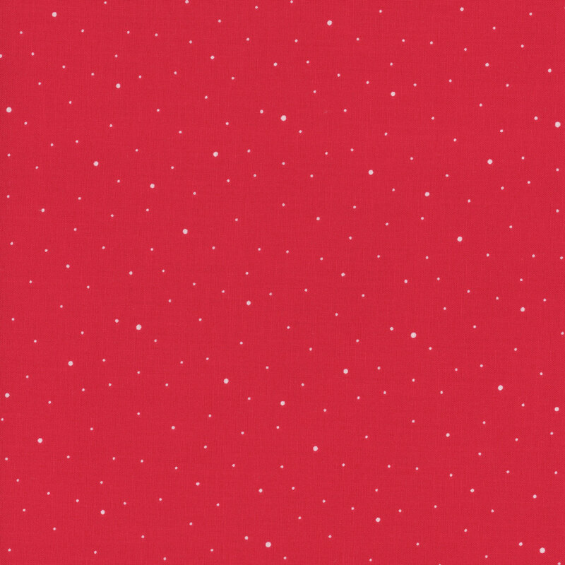 Red fabric featuring small, white dots