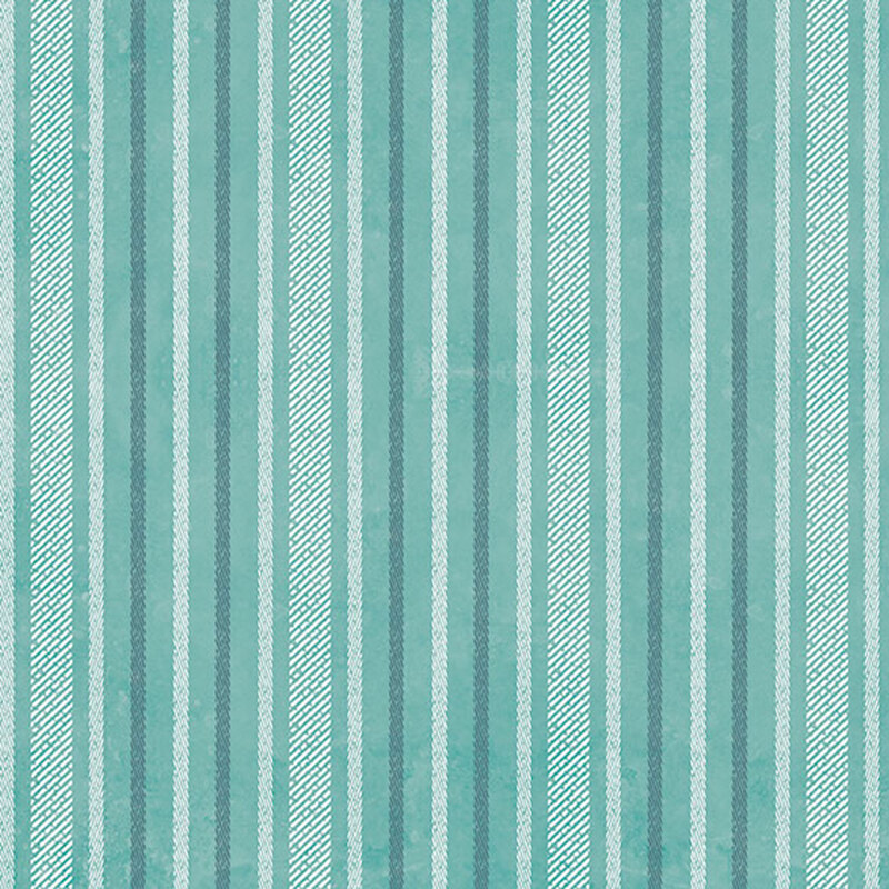 This fabric features aqua, blue and cream striped fabric.