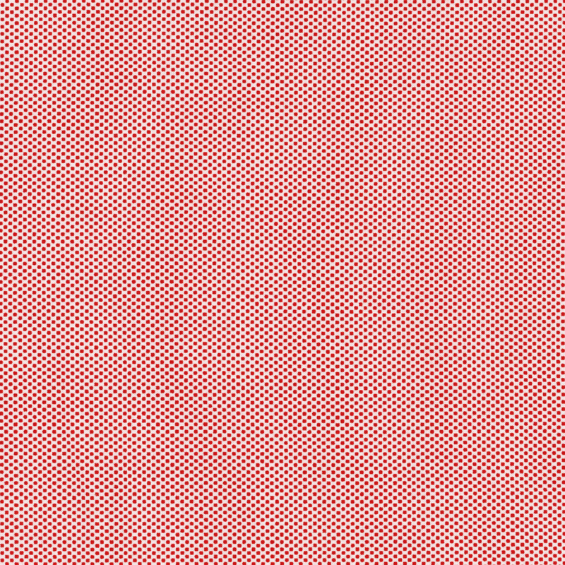 off white fabric featuring a dotted halftone red print