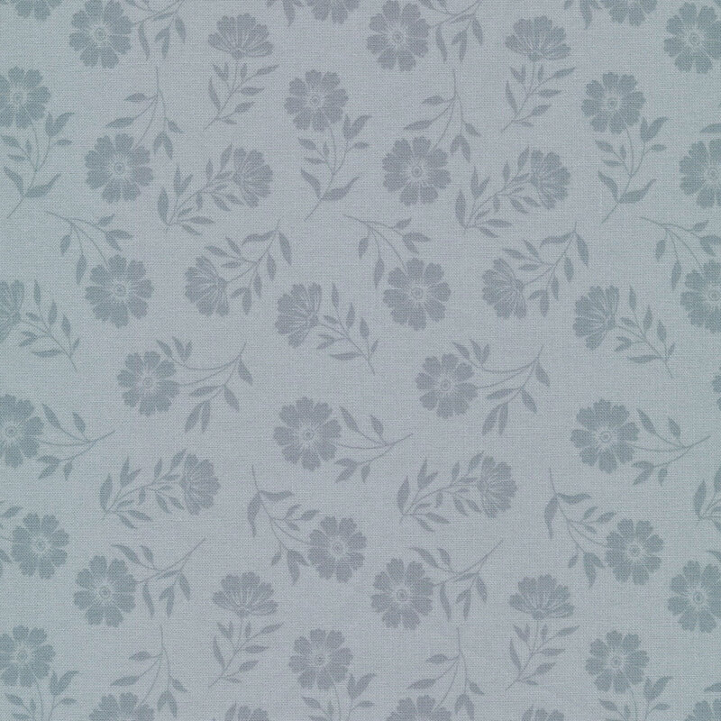 tonal gray blue floral fabric 
