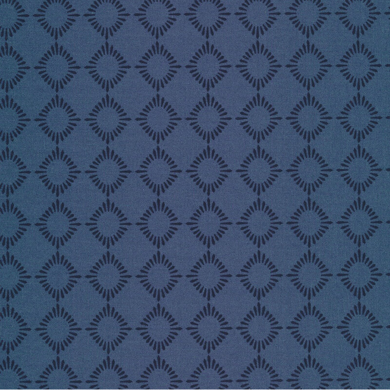 tonal navy fabric featuring geometric diamond shapes