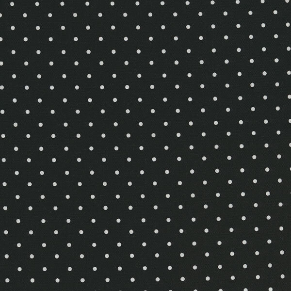 Fabric features tiny cream polka dots on black | Shabby Fabrics