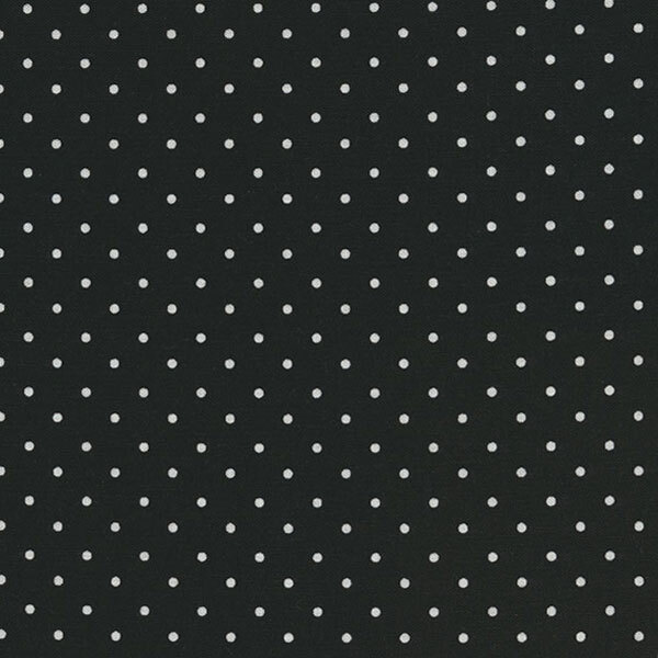 black fabric with tiny cream polka dots