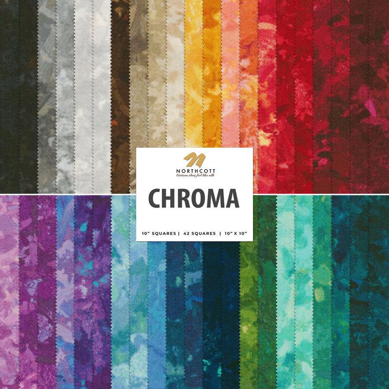 Composite graphic of all fabrics within the chroma collection in a rainbow variety