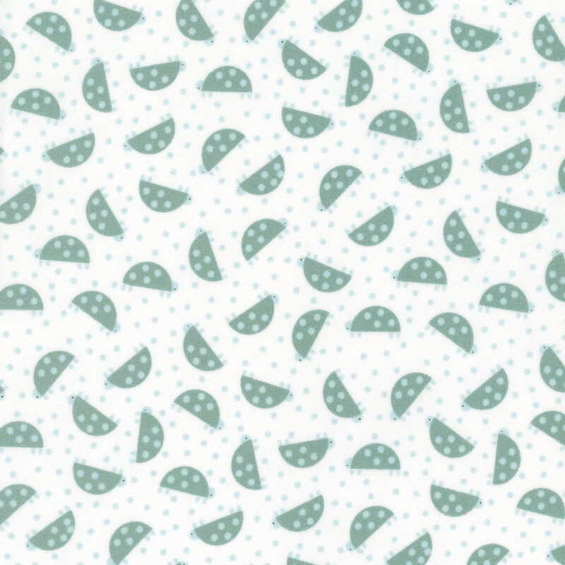 fabric featuring cute tossed turtles in light teal on a solid white background