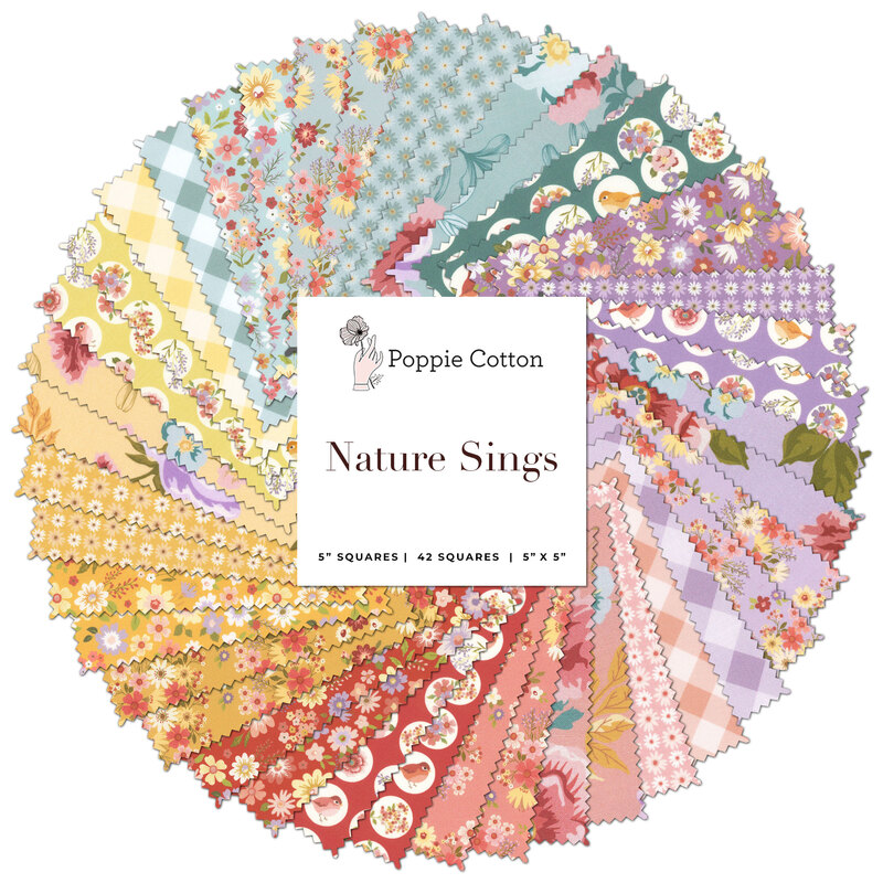 collage of all fabrics included in Nature sings 5