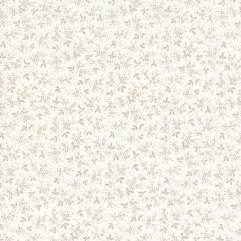 white tonal fabric featuring light grey flowers on vines