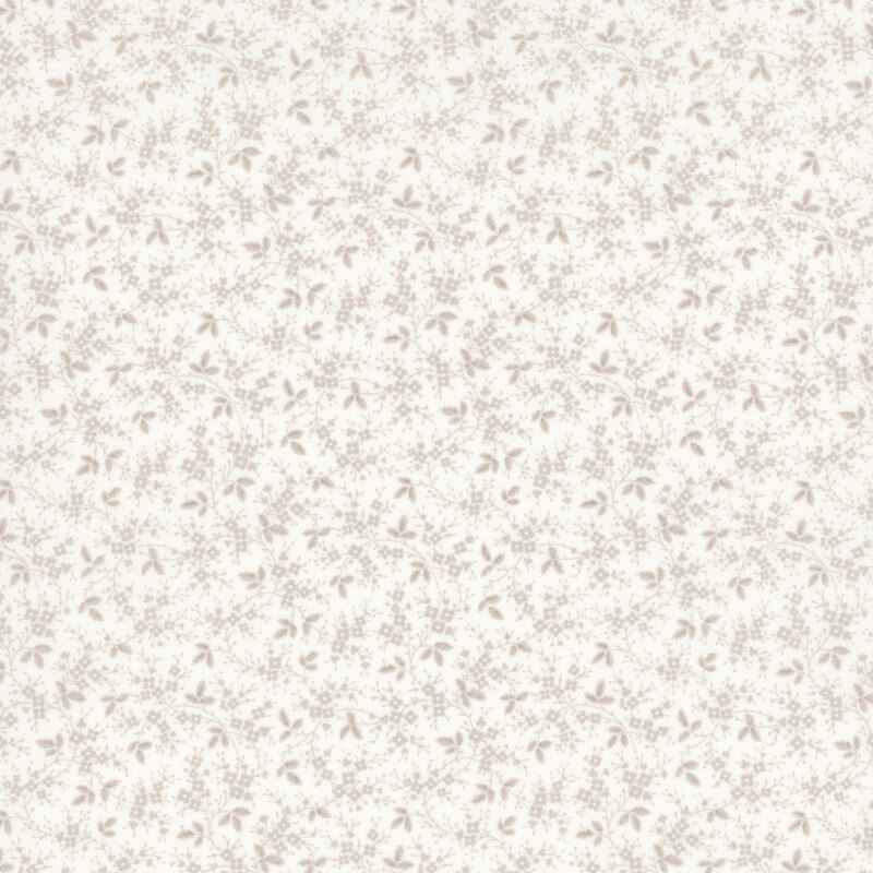 white tonal fabric featuring light grey flowers on vines