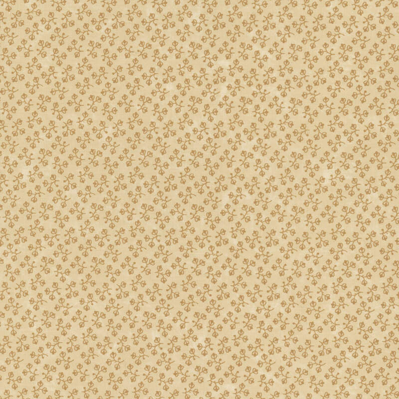 beige fabric featuring scattered beige flowers.
