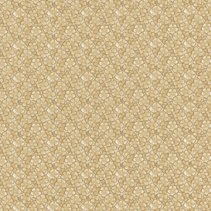 beige fabric featuring packed tonal flowers