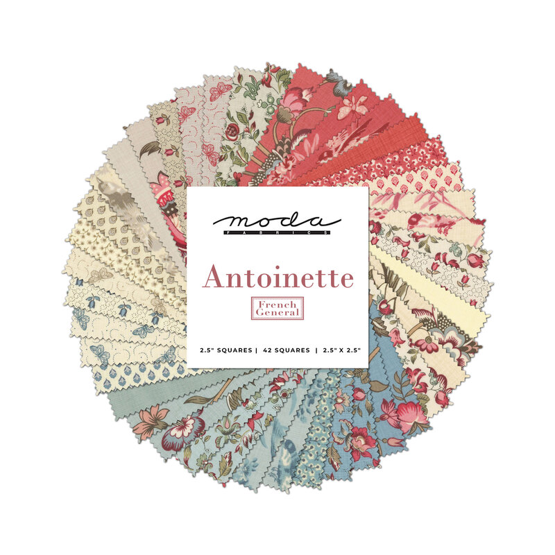 A splayed image of an Antoinette Mini Charm Pack on a white background.