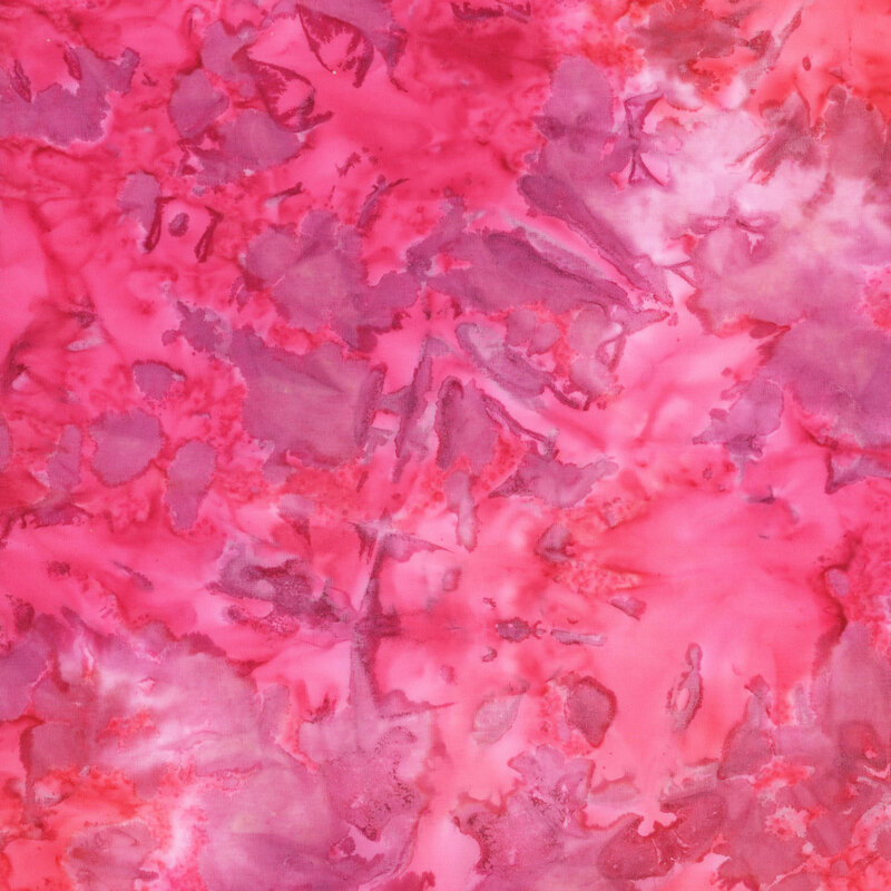 vibrant pink fabric featuring tonal hot pink and magenta watercolor textures