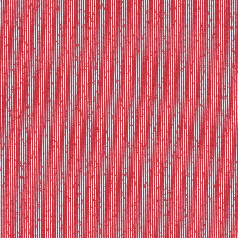 fabric featuring thin drawn red and white stripes.
